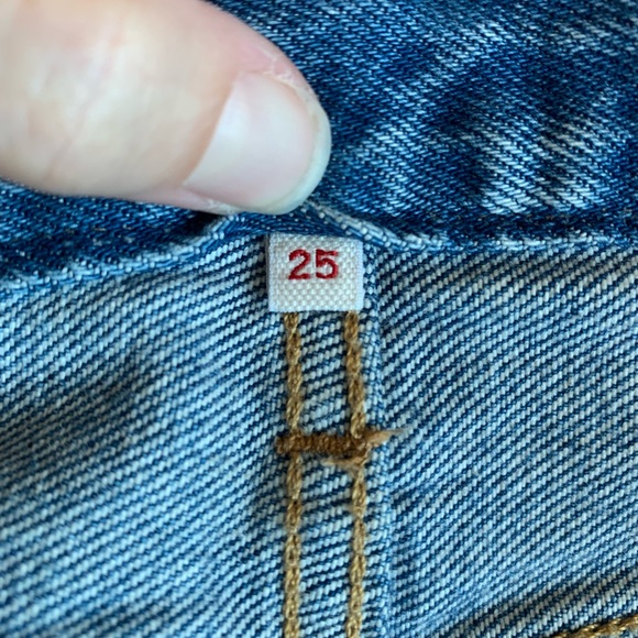 Levis Strauss Ripped High Rise Boot Cut Jeans Medium Wash Size 25 - Picture 11 of 11